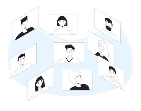 Video call conference. Friends online meeting. Digital communication. People talking to each other...
