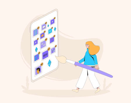 NFT. Non Fungible Token. Crypto art. Vector color illustration.のイラスト素材