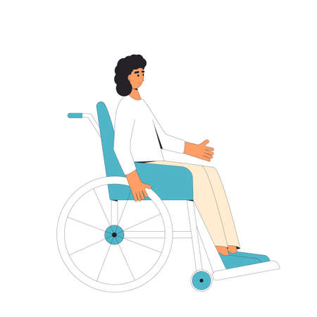 Wheelchair man isolated on white background. Inclusion. Vector illustration.のイラスト素材