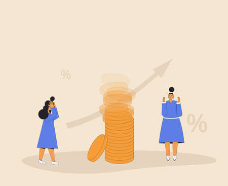 inflation. lost money. economic finance changes process.のイラスト素材