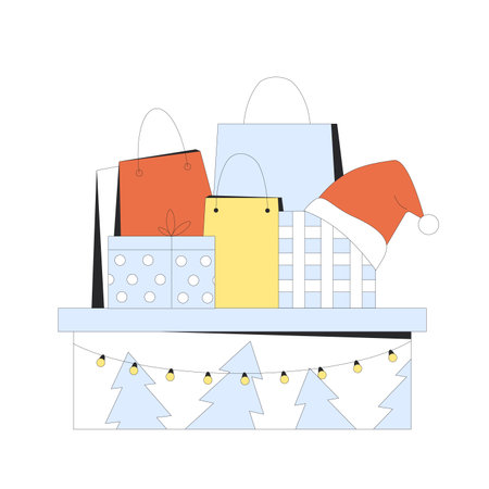 Christmas gift boxes isolated on white background. Simple vector illustrationのイラスト素材