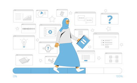 Learning strategy for adult education. Incrise engagement and motivation in education. Online course or training. Vector illustration.のイラスト素材