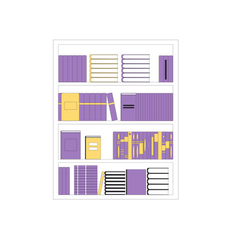 Book shelf. Knowledge, education, learning symbol. Stack of novels, nonfiction. Vector illustration.のイラスト素材