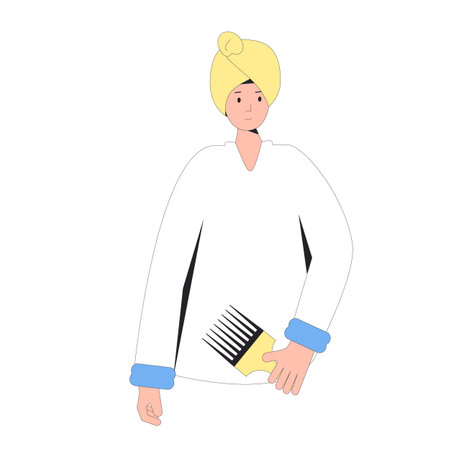 Portrait of woman wearing turban on head washing hair isolated Vector illustrationのイラスト素材