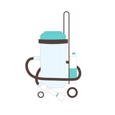 Wet vacuum cleaner isolated on white background. Professional equipment appliance for wash service. Vector flat with outline illustration.のイラスト素材