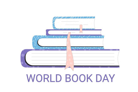 World book and copyright day banner template. Reading lover. Learning and education holiday. Vector flat illustration.のイラスト素材