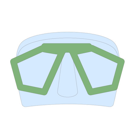 Diving mask. Scuba mask isolated on white background. Equipment waterproof protection for swimming. Line art flat vector illustration.のイラスト素材