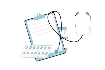 Medical symbols flat illustration. Line art emblem for clinic.のイラスト素材