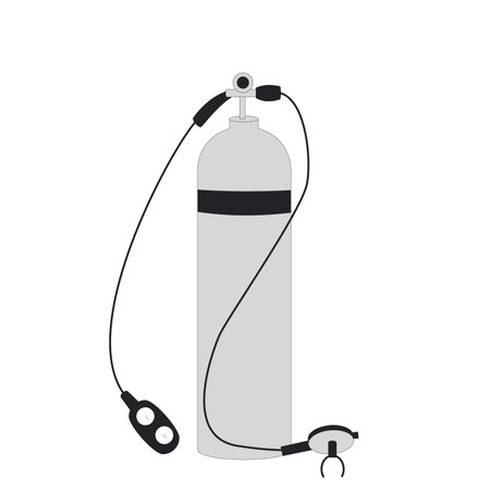 Aqualung isolated on white background. Diving scuba. Equipment for underwater swimming. Line art flat vector illustration.のイラスト素材