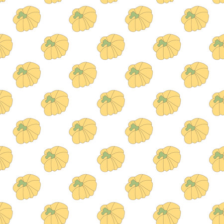 Pumpkins simple seamless pattern. Stylized autumn harvesting repeat background. Vector line art flat illustration.のイラスト素材