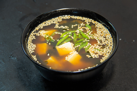 Thai or Korean or Chinese seafood meal. Soup. Noodles. Shrimp.の写真素材