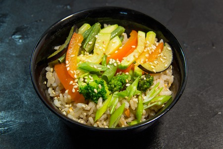 Japanese or Thai or Chinese seafood meal. Soup. Noodles.の写真素材