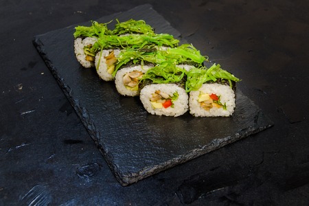 Sushi roll with vegetables. Japanese food.の写真素材