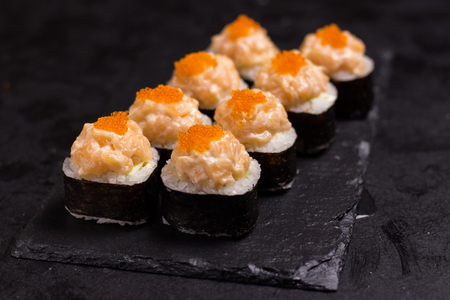 Sushi roll with cream cheese, sesame. and spice Japanese foodの写真素材