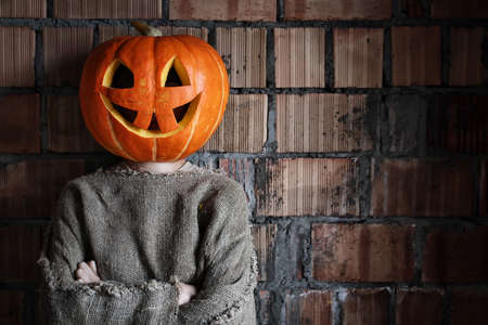 pumpkin head monster for halloween conceptの写真素材