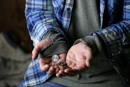 homeless man ask for helpの写真素材