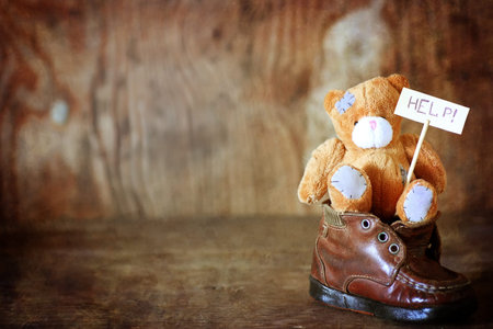 Teddy bear with Help word
