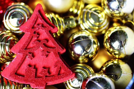 box with  christmas decoration objects