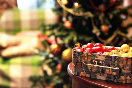 christmas balls in the boxの写真素材