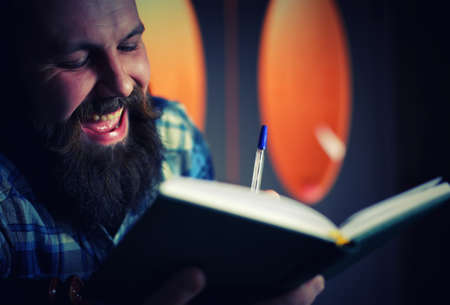 man with beard macro portraitの写真素材