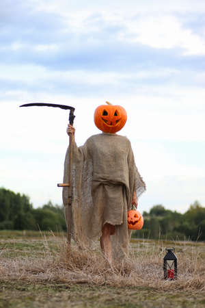 pumpkin head deamon horror concept for halloween holidayの写真素材