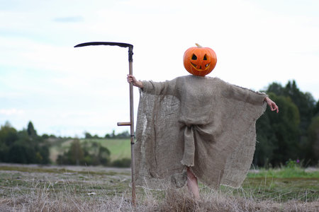 pumpkin head deamon horror concept for halloween holidayの写真素材