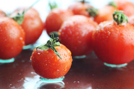 Water drops on  tomatoesの写真素材
