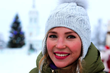 portrait of a girl in the winterの写真素材