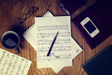 table with paper page write hand office viewの写真素材