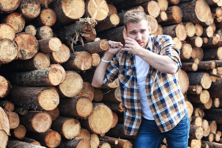 a hipster beard handsome man outdoor posing