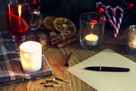 christmas grog with orange cinnamon and sugarの写真素材