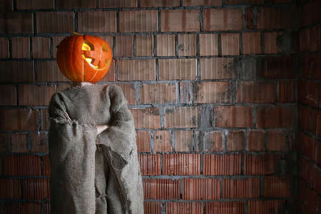 pumpkin head monster for halloween conceptの写真素材