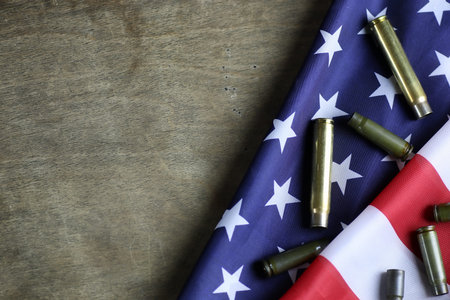 bullet on the USA flag war concept