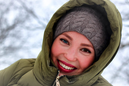 woman portrait in  winter day