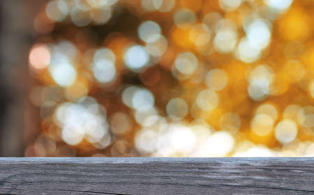 background table wooden autumn outdoor bokehの写真素材