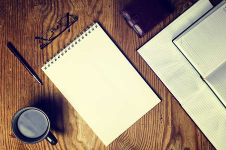 stationery workplace office employee with a cup of tea during lunchの写真素材