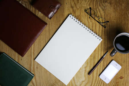 stationery workplace office employee with a cup of tea during lunchの写真素材