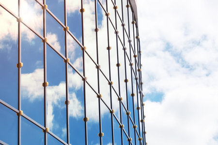 sun light sky cloud reflection in glass office building
