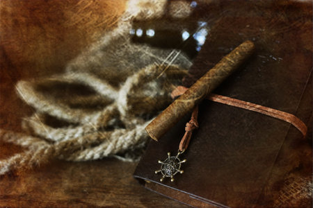 Vintage objects on old wooden shabby retro background conceptの写真素材