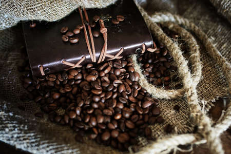 Vintage objects on old wooden shabby retro background conceptの写真素材