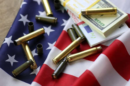 concept of global crime machine cartridges on the backgroundの写真素材