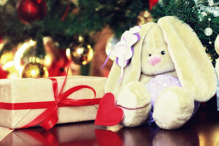 Multicolored Christmas ornaments made by dressing the Christmas tree for the new yearの写真素材