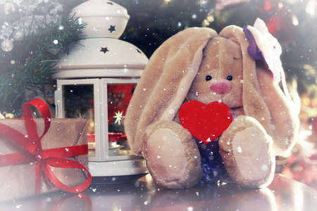 Multicolored Christmas ornaments made by dressing the Christmas tree for the new yearの写真素材