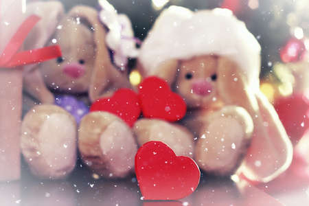 Multicolored Christmas ornaments made by dressing the Christmas tree for the new yearの写真素材