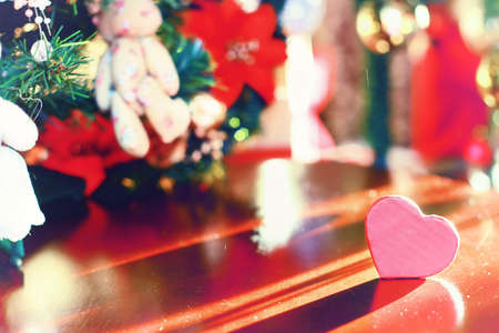 Multicolored Christmas ornaments made by dressing the Christmas tree for the new yearの写真素材