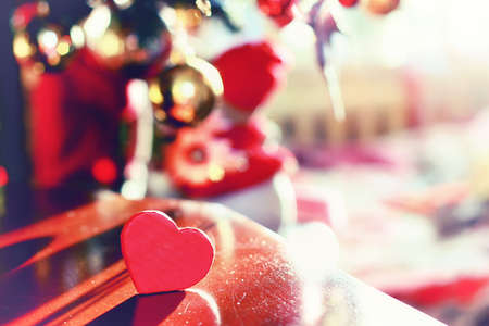 Multicolored Christmas ornaments made by dressing the Christmas tree for the new yearの写真素材