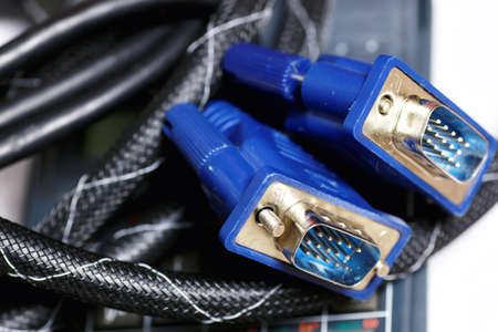 isolated plug the video cable on a white backgroundの写真素材