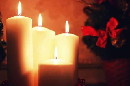 various decorations on the wooden table ornaments for New Year