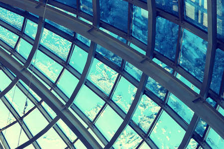 background dome shopping center metal combinations and glass modern buildingの写真素材
