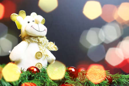 Multicolored Christmas ornaments made by dressing the Christmas tree for the new yearの写真素材